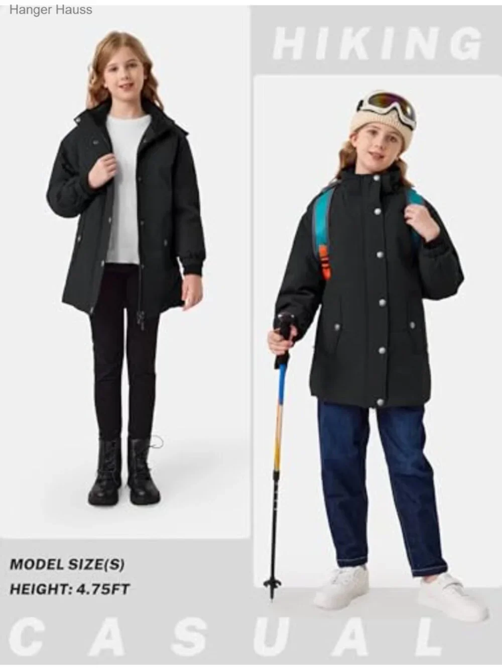 Girls Warm Fleece Lined Water Resistant Winter Coat Hooded Windbreaker
